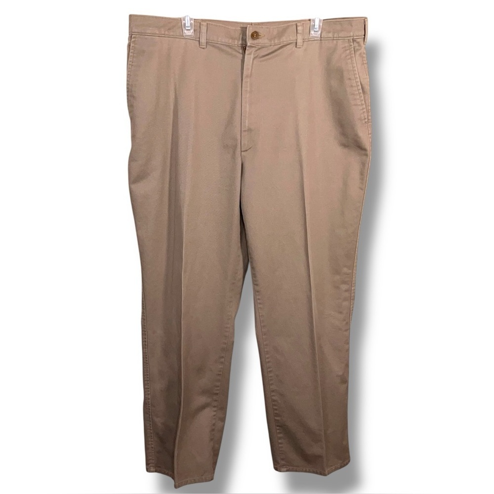 Vintage 40x30 Farah Khaki Beige Pleated Pants Classic Cotton Neutral